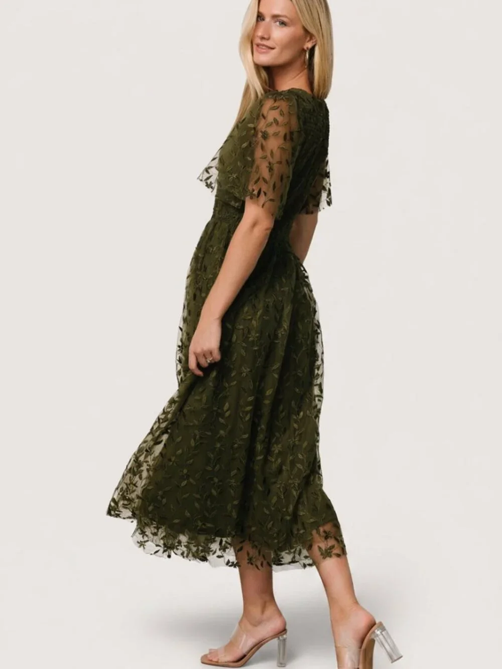 NWT! Baltic Born Kendra Embroidered Dress | Olive Size M - Picture 3 of 5